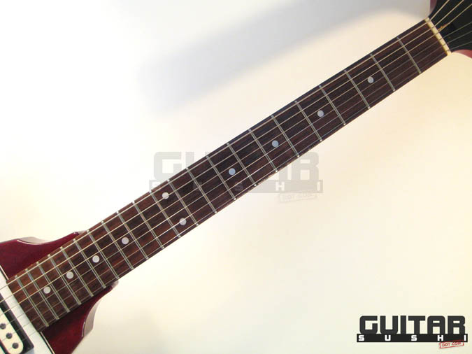 Vintage 1975 Electra 2236 Flying Wedge V Electric Guitar with Original Hardshell Case wine red burgundy finished mahogany body with two original double coil humbucking pickups and chrome hardware [GUITAR SUSHI] Maintaining a wide-stance since 2006 | www.guitarsushi.com
