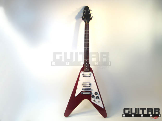 Vintage 1975 Electra 2236 Flying Wedge V Electric Guitar with Original Hardshell Case wine red burgundy finished mahogany body with two original double coil humbucking pickups and chrome hardware [GUITAR SUSHI] Maintaining a wide-stance since 2006 | www.guitarsushi.com